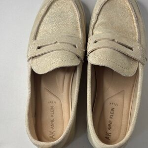 Anne Klein Beige Textured Loafers